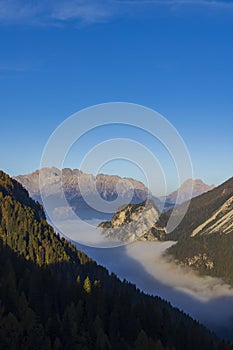 Landscape near Sella di Razzo and Sella di Rioda pass, Carnic Alps, Friuli-Venezia Giulia, Italy photo