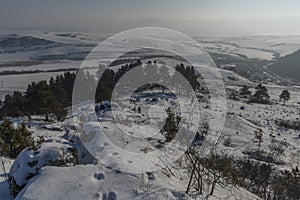 Landscape near Spisske Vlachy town in East Slovakia in winter snow day