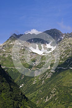 Landscape near Sustenpass with high alpine road, Innertkirchen - Gadmen, Switzerland