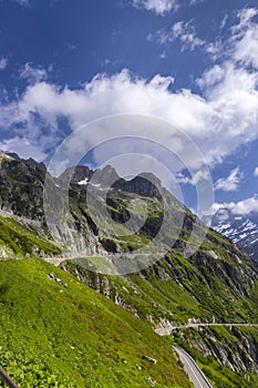 Landscape near Sustenpass with high alpine road, Innertkirchen - Gadmen, Switzerland