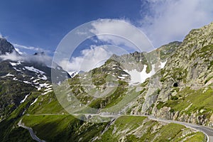 Landscape near Sustenpass with high alpine road, Innertkirchen - Gadmen, Switzerland