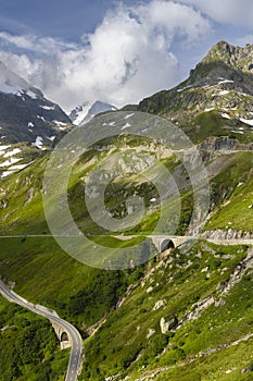 Landscape near Sustenpass with high alpine road, Innertkirchen - Gadmen, Switzerland