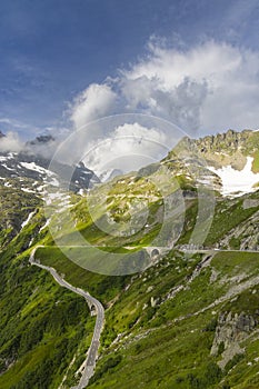 Landscape near Sustenpass with high alpine road, Innertkirchen - Gadmen, Switzerland