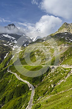 Landscape near Sustenpass with high alpine road, Innertkirchen - Gadmen, Switzerland