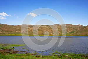 Landscape of Neor or Neur natural lake in Talysh mountains of Iran