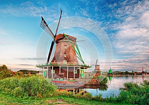 Landscape of Netherlands windmills