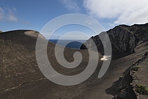 Landscape of the new born land of the Capelinhos volcanic eruption in 1957-1958 at Faial island photo