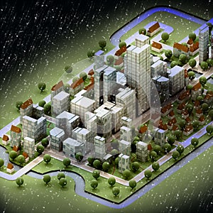 Landscape of new sustainable city wintertime