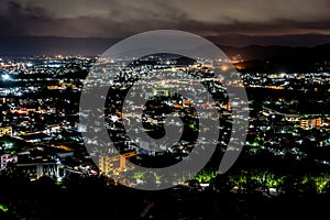 Landscape night sky from Khao Rang viewpoint, Viewpoint of Phuket city in night shot, Phuket province Thailand