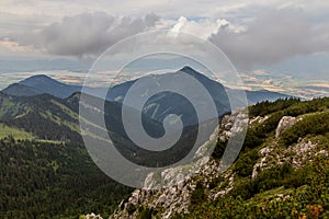 Landscape of Nizke Tatry mountains from Krakova hola mountain, Slovak