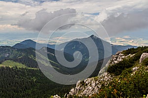 Landscape of Nizke Tatry mountains from Krakova hola mountain, Slovak