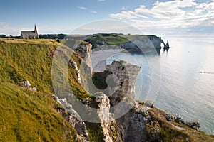 Landscape of the Normandy coast in France