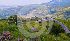 Landscape of the north of the Golan Heights at spring Israel