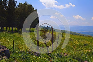 Landscape of the north of the Golan Heights at spring Israel