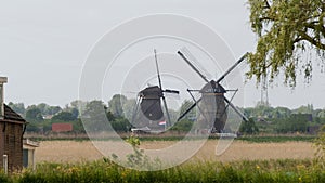 Landscape in Northern Europe with windmills