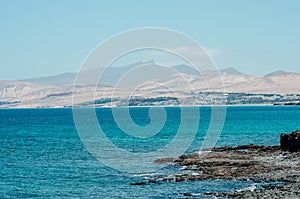 Landscape. Ocean and mountain. Fuerteventura.