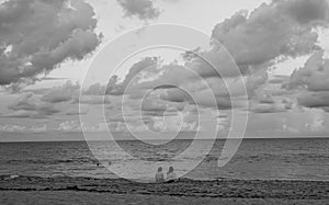 Landscape with the ocean view , beach and clouds