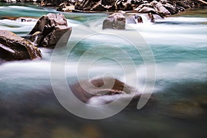 Landscape of Ohanapecosh river in Summer Mt rainier