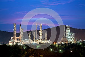 Landscape of oil refinery industry with oil storage tank in nigh