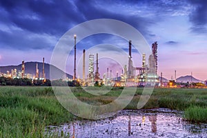 Landscape of Oil Refinery Plant and Manufacturing Petrochemical Process Building, Industry of Power Energy and Chemical Petroleum