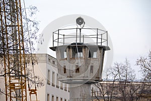 Landscape of old GDR watchtower near Potsdamer Platz in Mitte Berlin Germany