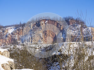 Landscape in old limestone mining, Baita, Romania