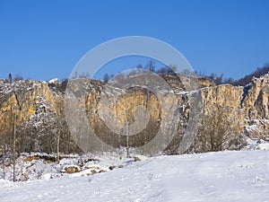 Landscape in old limestone mining, Baita, Romania