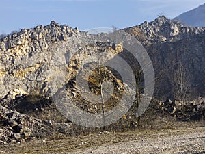 Landscape in old limestone mining, Baita, Romania