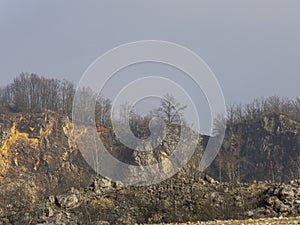 Landscape in old limestone mining, Baita, Romania