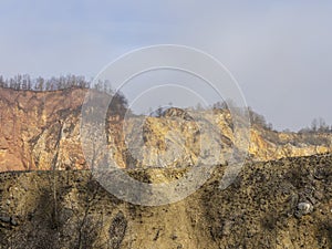 Landscape in old limestone mining, Baita, Romania