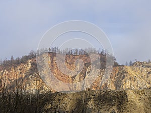 Landscape in old limestone mining, Baita, Romania