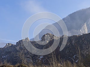 Landscape in old limestone mining, Baita, Romania