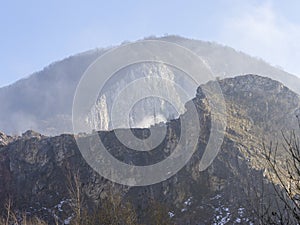 Landscape in old limestone mining, Baita, Romania