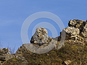 Landscape in old limestone mining, Baita, Romania