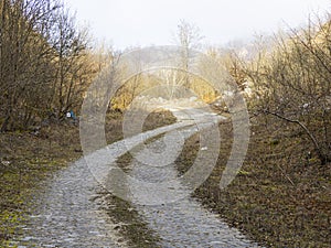 Landscape in old limestone mining, Baita, Romania