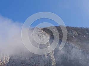 Landscape in old limestone mining, Baita, Romania