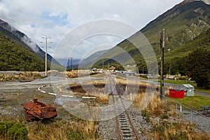 Landscape with old rails, Arthur's Pass New Zealand