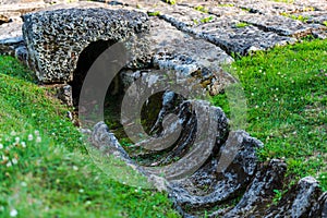 Landscape with old ruins in Sarmisegetusa , Romania