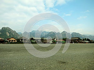 The landscape with old US Runway in Vang Vieng, LAOS, which was used by Air America during the Vietnam War