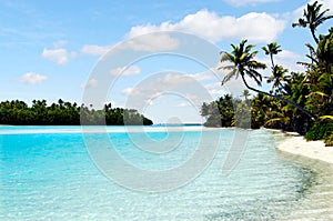 Landscape of One foot Island in Aitutaki Lagoon Cook Islands