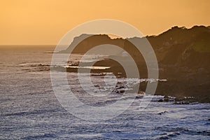 Landscape oriented photo of sunset at the Ventnor coast on the Isle of Wight