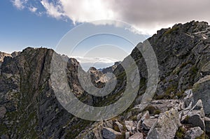 Landscape of Orla Perc most difficult trail in the High Tatra Mo