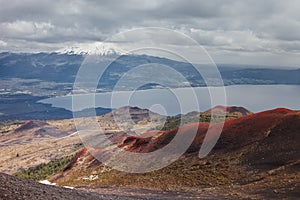 Landscape from the Osorno volcano, in the background you can see