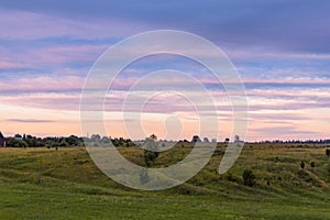 Landscape on the outskirts of Suzdal at sunset