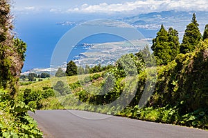 Landscape over Capelas town on Sao Miguel island, Azores archipelago photo