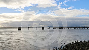 Landscape over the Tagus River in Braco of Prata, Lisbon, Portugal