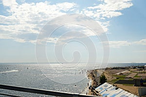 landscape overlooking the Gulf of Finland and the beach in St. Petersburg on a sunny day
