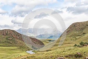 Landscape on P317-road to Garden Castle in Drakensberg