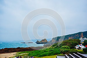 The landscape of Pacific ocean and Yeliu geopark at Taipei, Taiwan, Republic of China