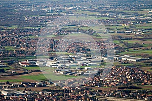 Landscape of padana valley seen from the alps